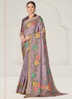 Rangkat Tussar Silk Lavendar Festival Wear Printed Saree